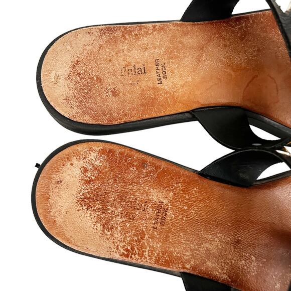 Giulia Palai Black Leather Studded Sandals Sz 8 - Picture 2 of 6